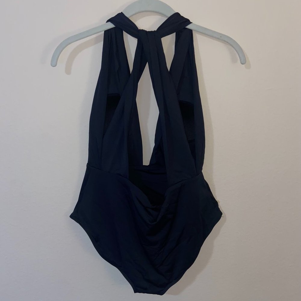 Lulu's Black Halter Twist One Piece Swimsuit - Size M